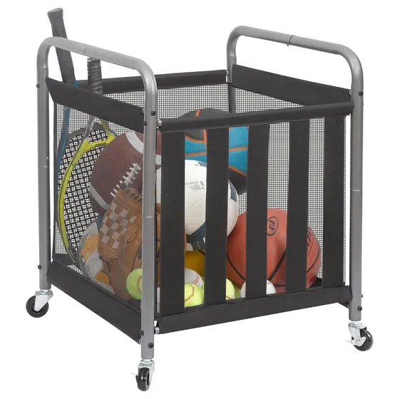 STORAGE MANIAC Rolling Sports Ball Cart — Black
