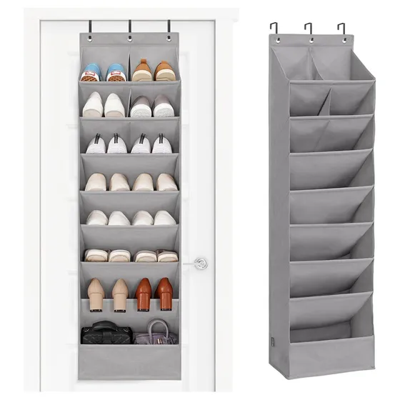 STORAGE MANIAC Over-the-Door Shoe Organizer — Gray