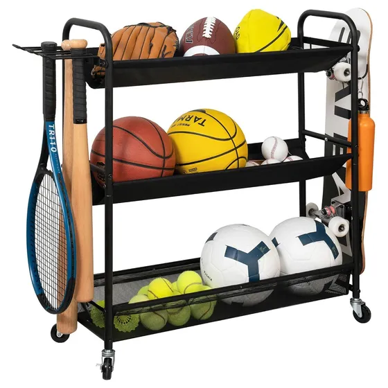 STORAGE MANIAC 3-Shelf Basketball Rack