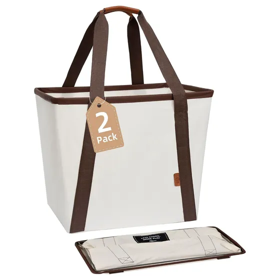 STORAGE MANIAC Collapsible Laundry Caddy — Beige
