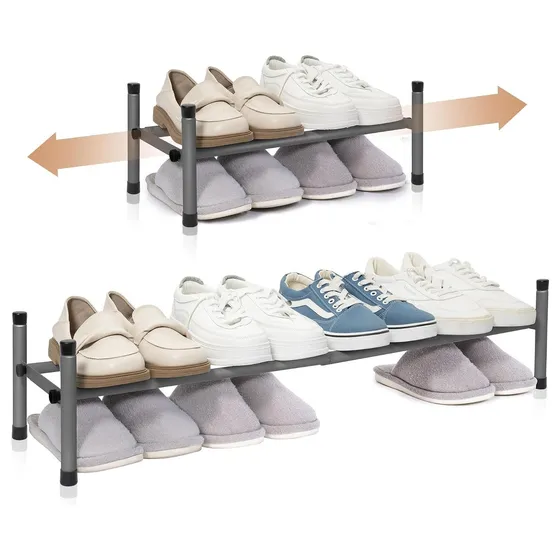 STORAGE MANIAC Expandable Shoe Rack — Black