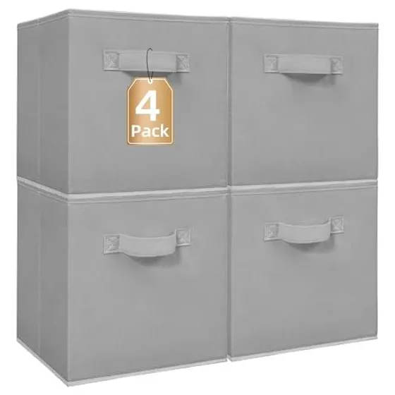 STORAGE MANIAC Collapsible Fabric Storage Cubes — Gray