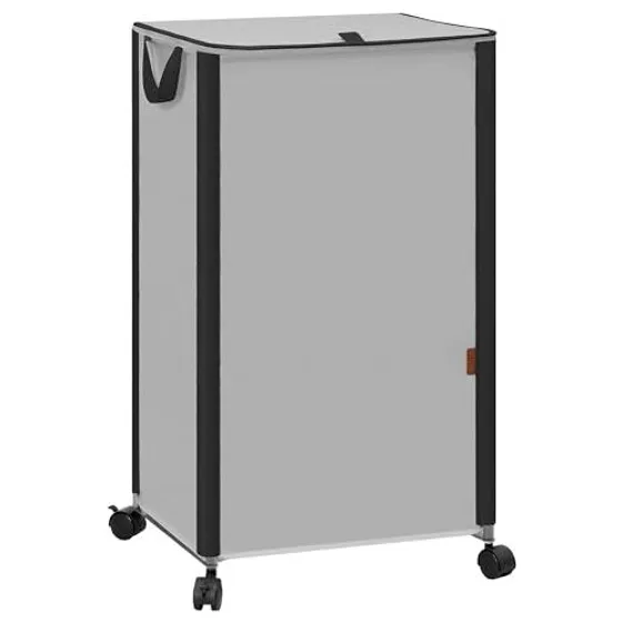STORAGE MANIAC Rolling Laundry Hamper with Lid — Gray