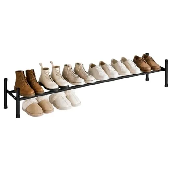 STORAGE MANIAC Long Expandable Shoe Rack — Black