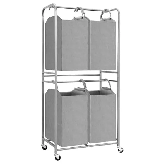 STORAGE MANIAC Vertical Laundry Hamper with Tote Bags — Gray