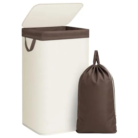 STORAGE MANIAC Metal Frame Laundry Hamper with Lid — Beige