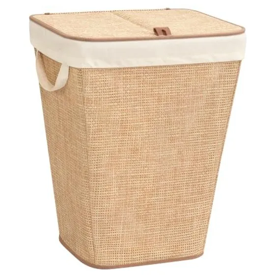 STORAGE MANIAC Rattan-Look Laundry Hamper with Lid — Rattan beige